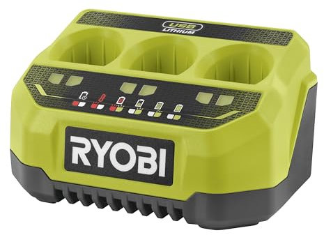 RYOBI 4 V USB-Lithium 3er Akku-Ladegerät RC43P, Sequenzielles Ladegerät mit bis zu DREI Akku Steckports