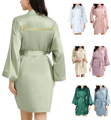 OWITER Women's Satin Robe Bride Bridesmaid Robe for Wedding Bridal Party Luxury Gifts,bride dressing gown for women 6064