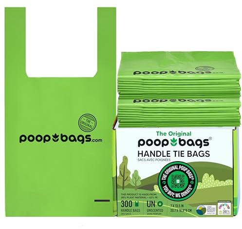 The Original Poop Bags® Dog Waste Bags with Handles, 38% Plant-Based, Heavy-Duty & Leak-Proof, 300 Count