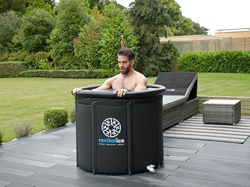 Revitalice XL 500L Portable Ice Plunge Pool – Heavy-Duty Inflatable Cold Plunge Bath with Hand Pump, Thermometer & Carry Bag – Outdoor/Indoor Recovery Tub for Fitness, Sports & Therapy