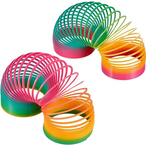 Out of the blue Lot de 2 spirales arc-en-ciel géantes XXL - Jouet sauteur d'escalier - Diamètre : 10 cm - En plastique - Parfait pour les filles et les garçons - Idéal comme petit cadeau pour les