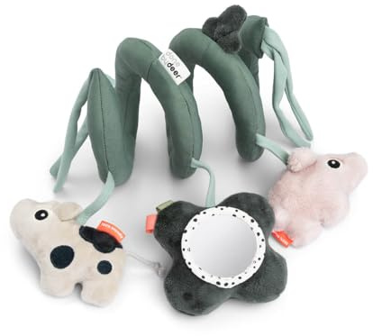 Done by Deer Accessori per passeggino – Spirale Activity con specchio – da fissare al letto, all'ovetto e al passeggino – Giocattoli per il divertimento a casa, in viaggio e in auto