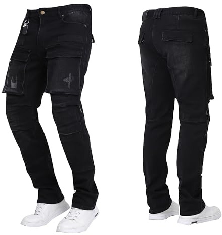 Motorcycle Pants Mens, Made of high-Strength wear-Resistant Fabric - Motorcycle Riding Pants are Also Work Pants with Armor (US, Waist, 34, Regular, Black)