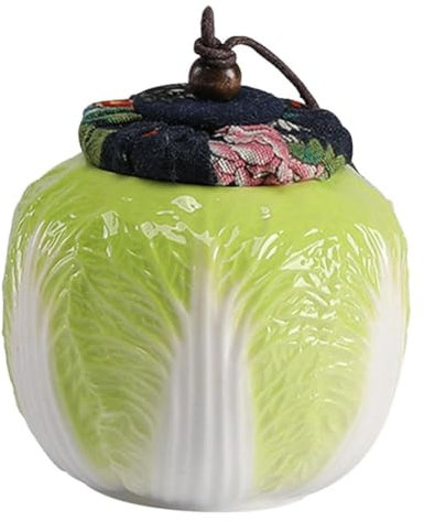 Joselin Recipiente de Almacenamiento de Tarro de Té de Cerámica, Repollo con Tapa, Organizador, Tarro de Almacenamiento, Lata de Té para Té, Azúcar, Café