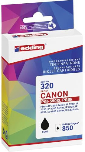 edding Druckerpatrone ersetzt Canon PGI-550XL Kompatibel Schwarz EDD-320 18-320-01