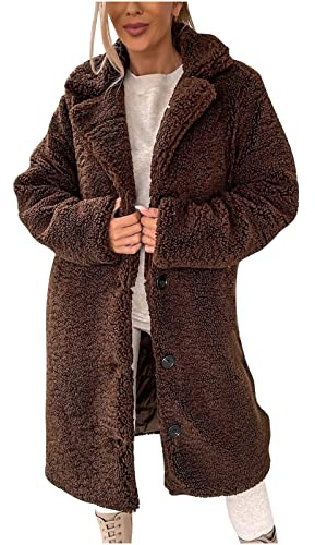 Womens Coats Loose Winter Wool Lapel Ladies Jumpers Fleece Medium Length Cardigan Soft Warm Women's Jackets Button Up Women's Fashion Casual Coats Comfy Fall Outwear Ladies Hoodies with Large Pockets