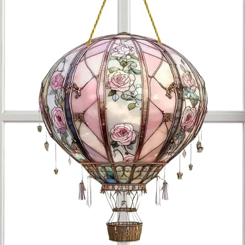 Yaztauho Atrapaluz De Globo Aerostático En Acrílico 2D - Decoración 2D Acrílico Globo Aerostático - De Arte De Pared Atrapasol para Mamá Y Mujeres Sala De Estar Paneles De Ventana Jardín Y Decoración