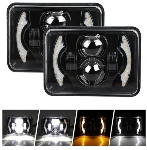 IMAWUHM Car Faros Faros Delanteros LED H4 80W 4 X 6 Pulgadas Proyector Luz Alta Y Baja Luz Trabajo Conversión Automóviles Y Camiones Todoterreno H4651 H4652 H4656 H4666(2 piezas)