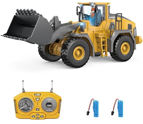 Ysityum Ferngesteuerter Frontlader, 9-Kanal RC Baustellenfahrzeug (Lader) Spielzeug mit Licht und Sound, 2,4 GHz Ferngesteuerter Bulldozer für Jungen im Alter von 6, 7, 8, 9 und 10 Jahren