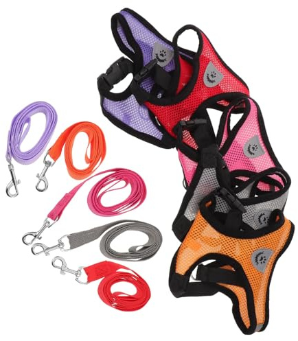 GALPADA 5 Pezzi Imbracatura per Cuccioli Regolabile in Mesh Traspirante con Guinzaglio per Cani Piccoli Pettorina Confortevole per Passeggiate all Aperto Adatta Diverse e Forme