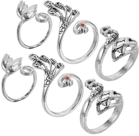Homoyoyo 6pezzi Anello per Maglieria Anello di Tensione per Uncinetto Guida per Filati per Dita per Lavorare all Uncinetto Aperto in Metallo Facile da Usare per Principianti
