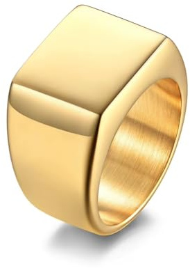 Cadoline Anillo cuadrado de acero inoxidable para hombre, 14 mm, parte superior plana, clásico anillo de moda para hombre