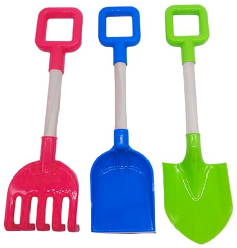 Yeaxxsqy Juego de Pala de Playa para niños de 3 uds con Mango de Madera, Pala de rastrillo de Caja de Arena de plástico ABS para excavación de Escultura de construcción