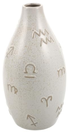 HYTROVE Minimalistisk Keramisk Bordsvase med Zodiakmönster Vit Modern Blomvas för Pampasgräs Snittblommor och Torkade Växter Stabilt Porslin för Heminredning i Vardagsrum Kök och