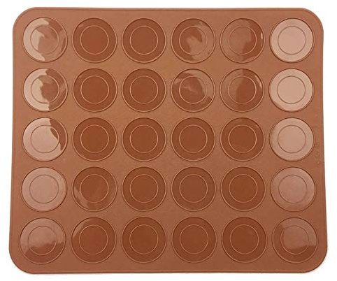 EROSPA® Makronen Macaron Tapis de Cuisson en Silicone 30 emplacements Marron 22 x 26 cm