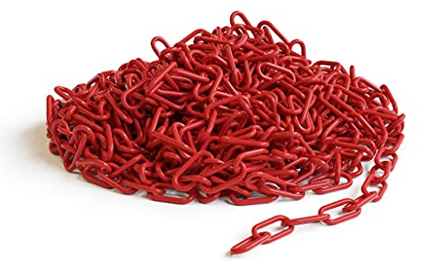 Montour Line Plastic Chain Safety Barrier, Lightweight, Crowd Control Red 2 Inch 500 Foot Long