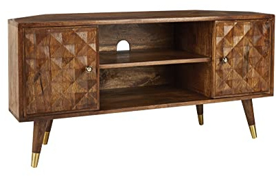 Elm home and garden Solid Wood Corner Tv Media Unit Retro 115cm Wide x 57cm High