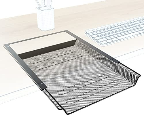 KD Essentials – Schublade unter Schreibtisch, verstaut A4-Dokumente und Büroartikel unsichtbar unter dem Tisch, Unterbau Schubfach als Organizer/Ablage im Büro und Home Office – Metall, schwarz