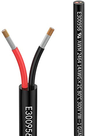 14awg 2×2,0mm² Filo 2 conduttori cavo di prolunga 5metri UL2464 Tensione 5V/12V/24V/300V Filo di rame stagnato a trefoli di rame senza ossigeno Matugajp