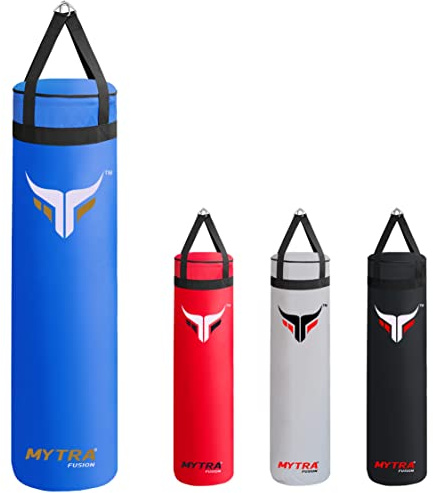 Mytra Fusion boxningssäck hängande boxningssäck för MMA, Muay Thai, boxning, karate-träning, kickboxning och träning för hem- eller gymträning ofylld boxningssäck finns med 2 storlekar 4 fot och 5 fot