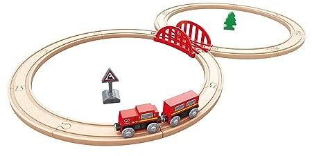 Hape E3793 Kururin 8 järnvägssats 8 form 86,1 x 6 x 44,7 cm för barn från 3 år, trä, fantasileksak