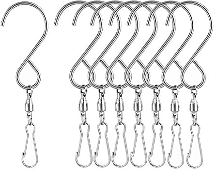 XINGSUI 16 Pezzi girevole clips doppio, vento Spinner clip gancio doppio, appeso in acciaio inox ganci girevoli clip, appeso campane a vento, forniture di partito (8 nero + 8 argento)