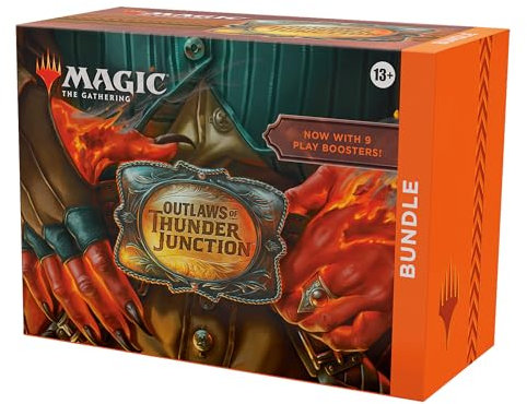 Magic: The Gathering Outlaws of Thunder Junction Bundle - 9 Play Boosters, 30 Land cards + Exclusive Accessories (English Version)