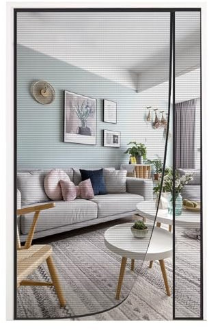 Magnetic Fly Curtain 125x210cm - Black Insect Protection Roller Blind for Doors | Mosquito Net Against Flies | Easy Installation Mosquito Door Solution