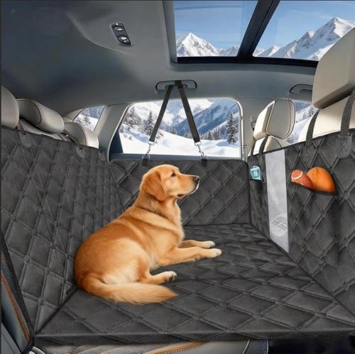 Nobleza Back Seat Extender for Dogs, Waterproof Foldable Dog Car Seat Cover with Hard Bottom, Non-Slip Backseat Protector for Cars, SUVs & Vans, Universal Fit, L164 x W131 cm, Suit for Travel Camping
