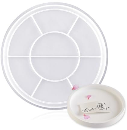 Bieiyhe Silikonform Tablett Rund 17.2cm, Gießform Teller, Dekoteller, Untersetzer, Silicone Mold Tray, Mould Mit Rillen, Epoxidharz Formen