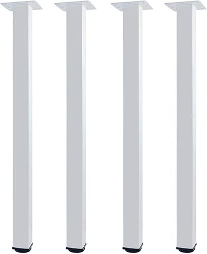 QLLY Gambe per tavolo 80cm/31,5 pollici Gambe quadrate in metallo per scrivania, 4 pezzi Gambe per mobili, Gamba per tavolo da ufficio fai da te (80cm, Bianco)