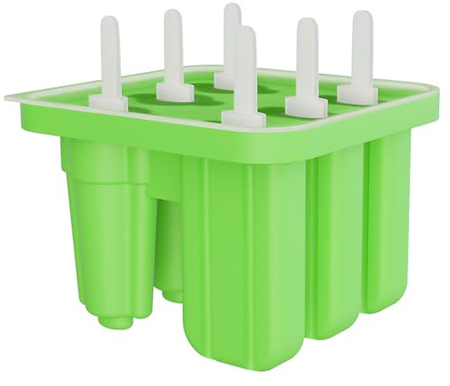 AEYAKA Stampi Per Ghiaccioli In Silicone – Set Da 6 Stampi Riutilizzabili Con Bastoncini Per Gelati – Stampo In Silicone Per Ghiaccioli Alimentare (Verde)