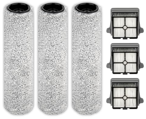 【Version 2, Detachable Roller】(6 Pack) S7 Pro Brush Rollers and HEPA Filters Compatible With Tineco Floor One S7 Pro, Floor One S6 Wet Dry Vacuum Cleaner, 3 Roller and 3 Filters (Excluding Handle)