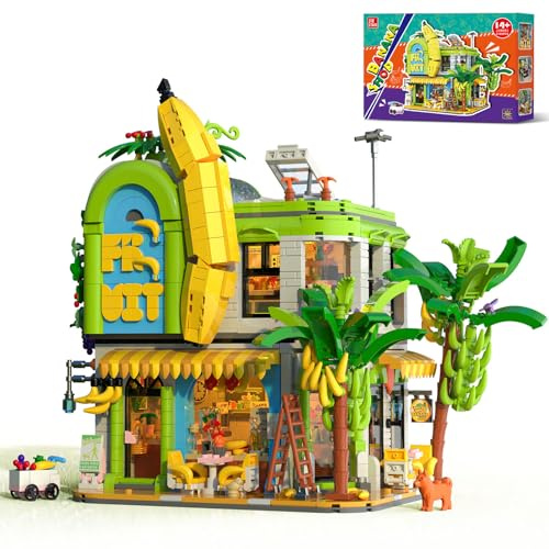 Banana Shop House City Building Sets, Creative House Modular Architecture Toy with LED Lights, STEM Educational Construction Kit Birthday Gifts for Adults and Kids Boys Girls Age 8-12+ (2165 PCS)
