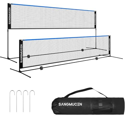 Gr8 Home Badminton Net Set Outdoor Height Adjustable Post Frame Stand Portable Garden Backyard with Carry Bag for Pickleball Tennis Badminton Volleyball (Blue Black, 4m)