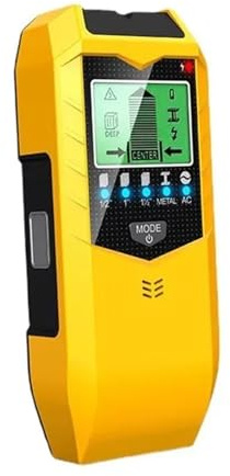 Detector de Pared, Detector electrónico de pared, sensor de pared, escáner de pared que detecta vigas de madera, metal y cables de CA con corriente dentro de la pared.(Yellow)