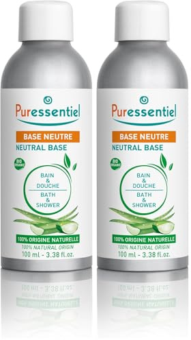 Puressentiel – Base Neutre Bain et Douche BIO – Visage, Corps et Cheveux - Pour huiles essentielles - 100 ml (Lot de 2)