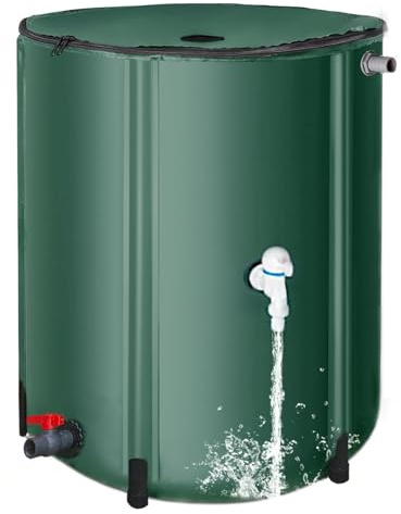 Barriles De Lluvia para Jardín, Sistema Plegable De Recolección De Agua De Lluvia De 50-100 L con Grifo Y Tapa con Cremallera, Depósito Portátil De PVC para Riego De Jardín Y Uso De Emergencia. 50L