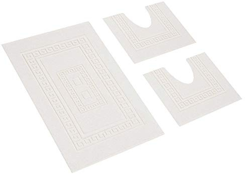 HomeLife - Set Tappeti Bagno 3 Pezzi in Cotone Made in Italy | Tappeti Bagno Moderni : 1 Tappeto [60X90] 2 Girowater/Girobidet [45X60] |Tris Tappeto Bagno Assorbente e Lavabile Lavatrice | Bianco