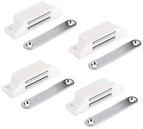 LouMaxx Magnetschnäpper extra stark - Haltekraft 13kg - 4er Set in weiß – Türmagnet - Magnetverschluss - Tür Magnet - Magnetverschluss Schrank - Magnet Türschließer - Magnet Schranktür