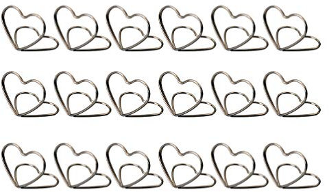 EXCEART 20PCS Eisen Tisch Anzahl Halter Herz Stand Ort Karte Halter Memo Clip Halter Hinweis Halter Bilder Karte Papier Menü Clip für Office Home Schule (Silber)