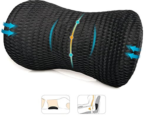 AgoKud Lumbalkissen, Lendenstützkissen für Bürostuhl und Autositz, Memory Foam Rückenstützkissen für den unteren Rücken, verstellbares Rückenkissen zum Ausruhen, Schlafen, Reisen