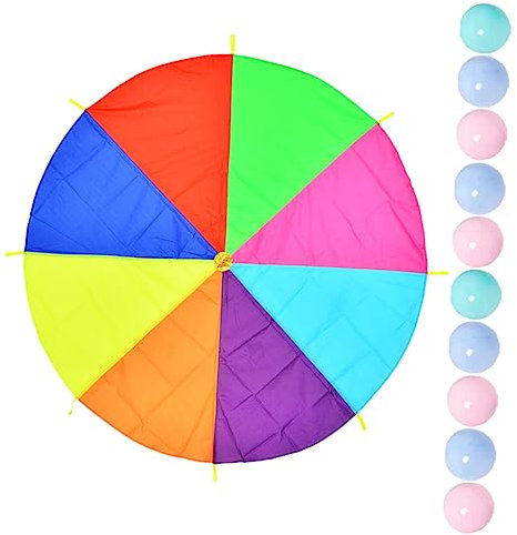 Vaguelly 1 Set Outdoor-Regenbogen-Fallschirm-Requisite Gymnastik-Fallschirm Riesiger Regenbogen-Fallschirm Outdoor-Regenbogen-Spiel-Requisite Ausrüstung Kinder Spielen Fallschirm