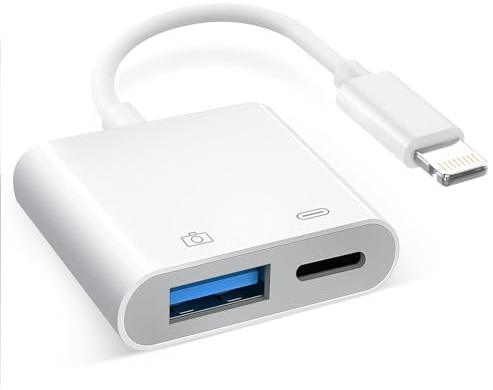 [Apple MFi Certified] Lightning to USB 3.0 Camera Adapter with Charging Port, High Speed OTG Adapter for iPhone iPad, Support SD Card Reader, 4K Video Transfer, MIDI Keyboard, Mic, Flash Drive, Mouse