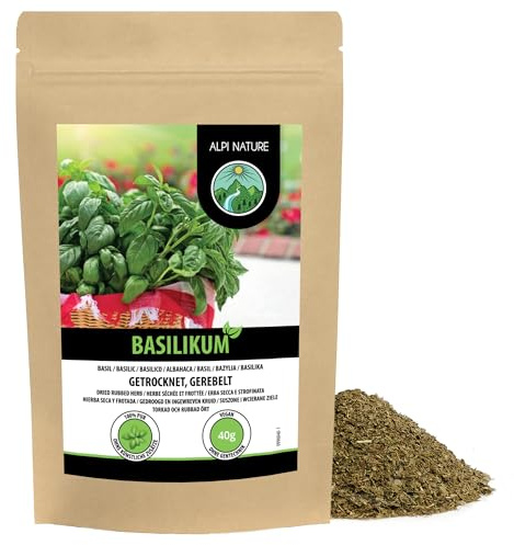 Alpi Nature Dried Basil 40g 1.4 oz, Dried and Rubbed Basil Leaves, Italian Seasoning