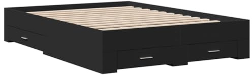 vidaXL Sängram med lådor svart 140x190 cm konstruerat trä, säng, förvaringssäng, dubbelsängram, dubbelsäng, sovrumsmöbler, sängbotten, säng med låda