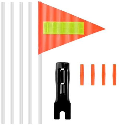 4 Ft Fahrrad Wimpel Reflektierende Fahrradflagge Fahrrad Sicherheit Flaggen mit 5 Stück Stange Hohe Sichtbarkeit Verstellbare Fahrradfahne Wasserdicht Sicherheits Wimpel für Freien Radfahren