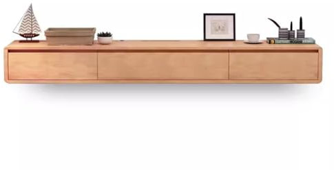 CHEMYO Mueble para TV de 55/62/70/78/86/94 Pulgadas Soporte Flotante para TV Consola de Medios de Madera montada en la Pared Banco de TV de Almacenamiento Grande para Sala de Estar y Oficina (Mader