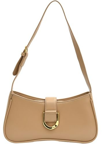 Makukke Handtasche Damen klein, PU Leder Umhängetasche Shoulder Bag Reißverschluss Y2K Bag Damen Schultertasche Vintage für Frauen Dating Party Einkaufe, Khaki Tasche