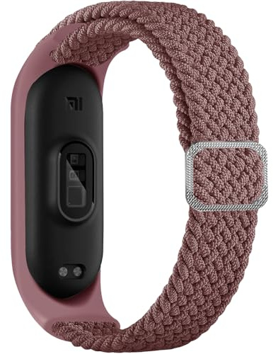 Nylon Armband für Xiaomi Smart Band 7 / Mi 6 / 5 / 4 / 3, Sport Uhrenarmband, Ersatzarmband für Amazfit Band 5 (Darkpurple)